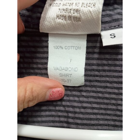 Mill Valley Womens Lagenlook Shirt Small Gray Striped Uneven Coastal Minimalist - Picture 7 of 9